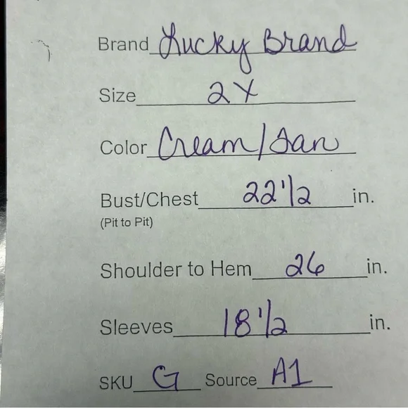 Lucky Brand 2X Boho Mixed Print Henley Top Cream Blue Lace Trim Lightweight - Picture 6 of 6